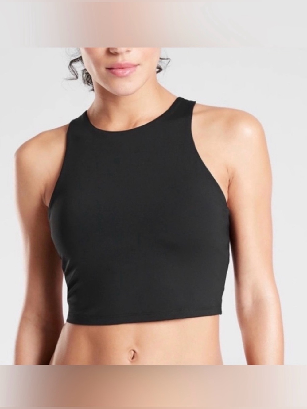 Athleta NEW conscious crop black top XS sports bra A-C tank top pads racerback